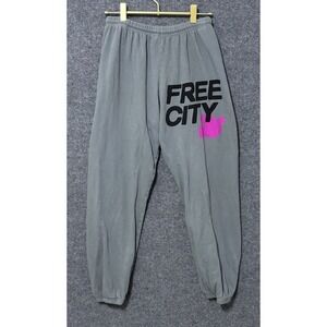Free City Life Nature Love Womens Gray Elastic Waist Logo Jogger Sweatpants Sz S